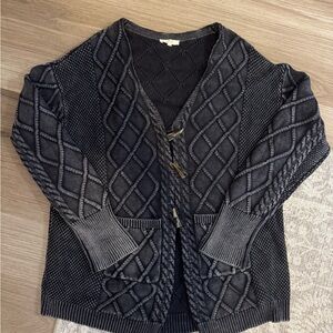 Easel Charcoal Cable Knit Women's Cardigan